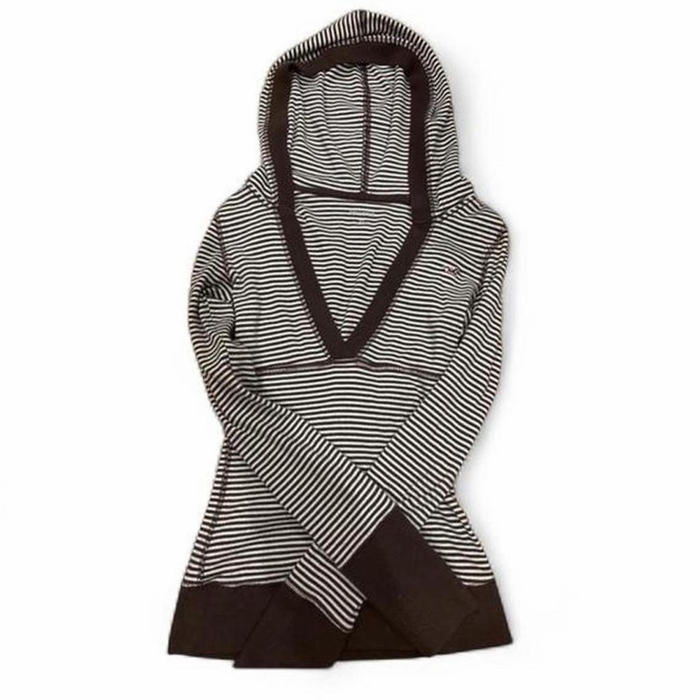 Hollister Brown & White Striped Long Sleeve Hooded Top - Picture 3 of 3